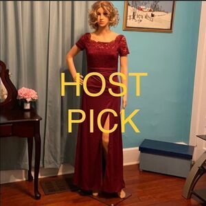 💃 New Woosea red wine formal dress fitted prom